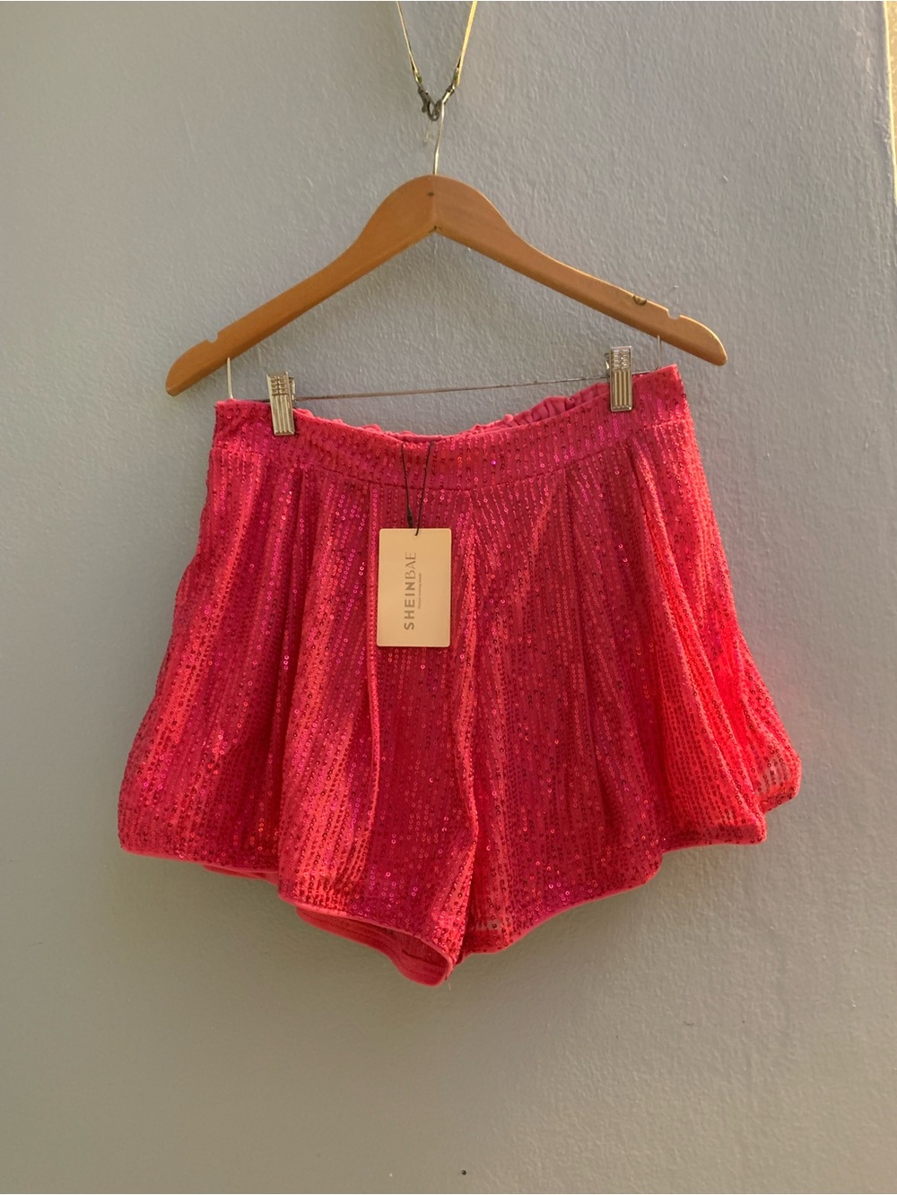 SHEIN Hot Pink Sequin High Waist Women’s Shorts
